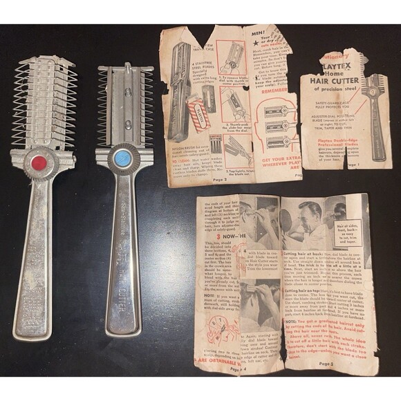 Vintage Playtex Hair Cutter And Barber King With Original Paper - Picture 1 of 2
